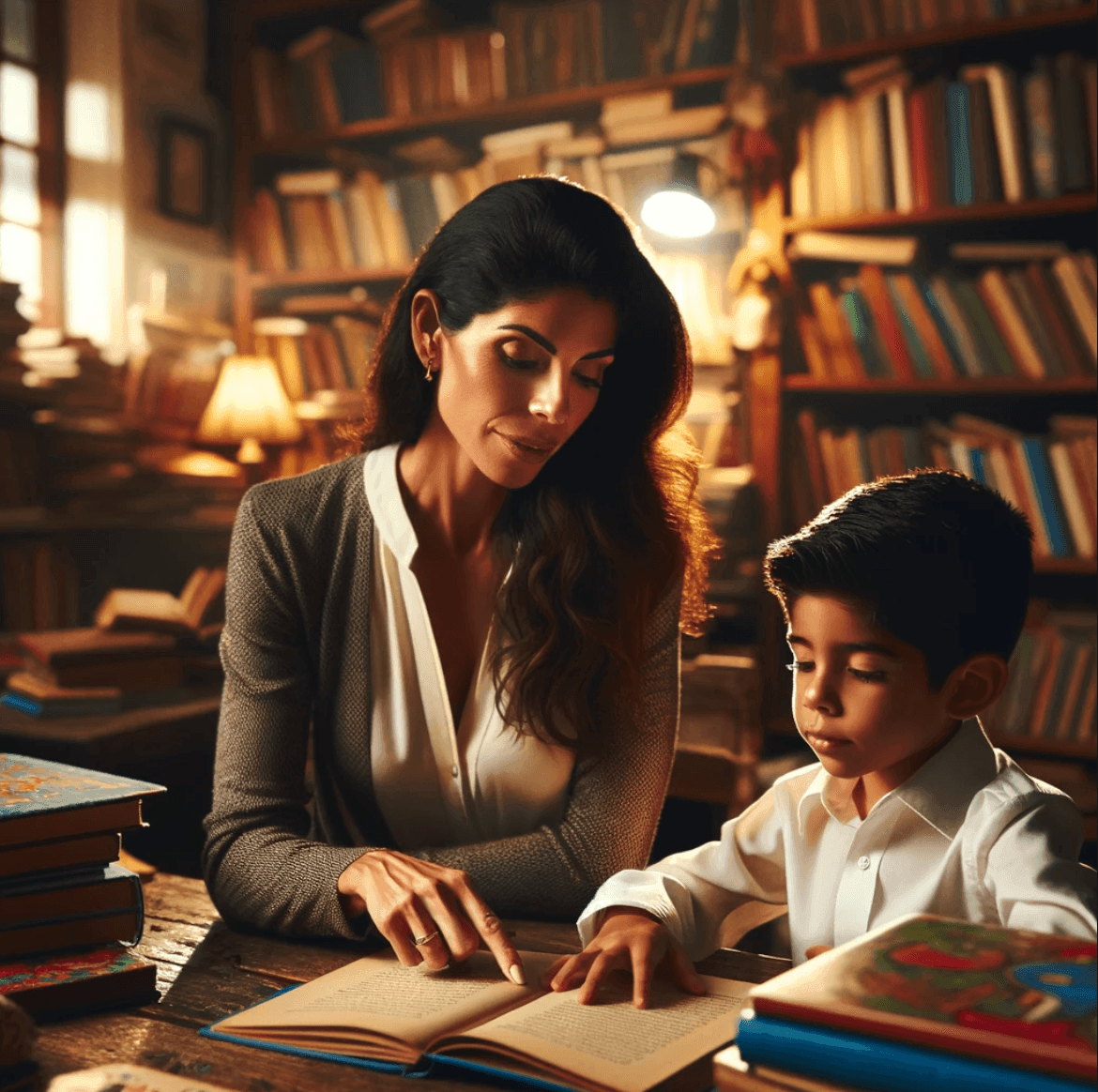 teacher and 3rd grade student in a reading tutoring session